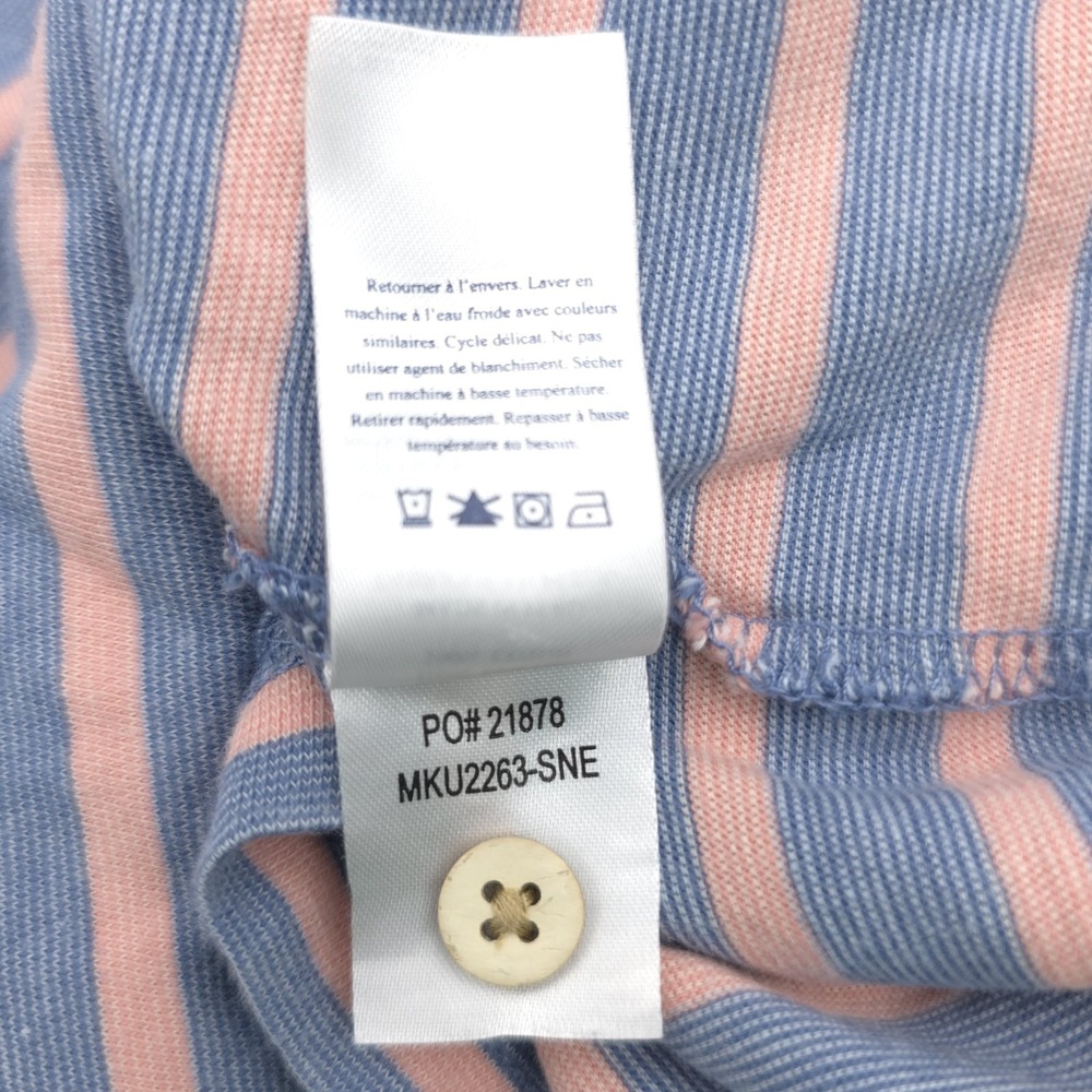 Faherty Shirt Mens Small Pink Blue Isle Polo Short Sleeve Lightweight Striped‎ - Picture 9 of 9